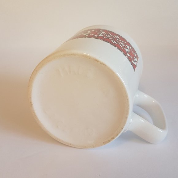 Set of 2 Ukrainian Mugs Teacups Made in England Red White Ukrainian Art Tea Cups - Picture 8 of 15